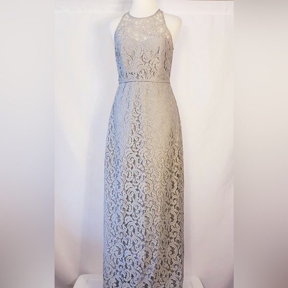 J Crew Pamela Dress in Leavers Lace Sleeveless Full Length Wedding Guest Gray 2 - Picture 1 of 15